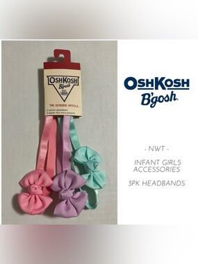 🆕OSHKOSH - O/S - NWT - INFANT GIRLS 3PK HEADBANDS